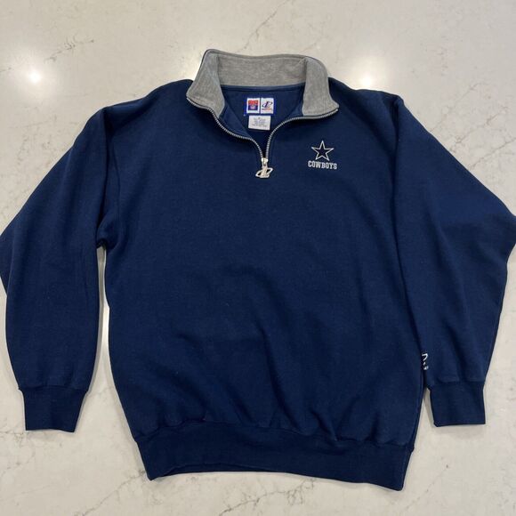 Vintage Dallas Cowboys Logo Athletic Team NFL 1/4 Zip Pullover Sweatshirt Sz Xl - Picture 2 of 8